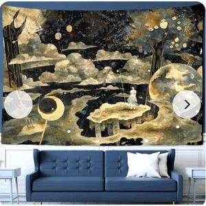 Psychedelic Astrology DivinationCartoon Illustration Tapestry Wall Hanging  - 60